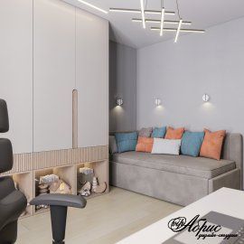Дизайн-проект двухкомнатной квартиры с совмещенной кухней-гостиной | Портфолио